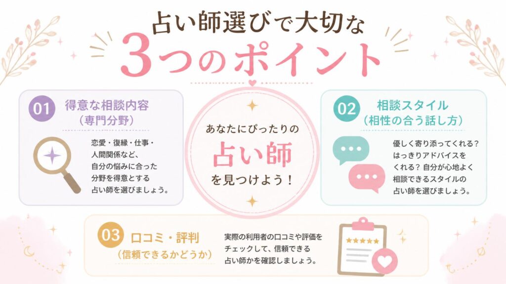 占い師を選ぶ三つのポイント